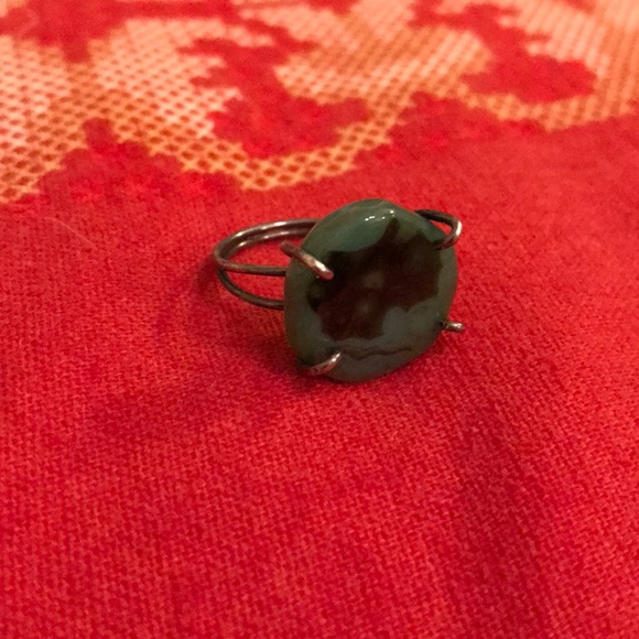 Large turquoise color gemstone Ring - 70s jewelry - Picture 3 of 4